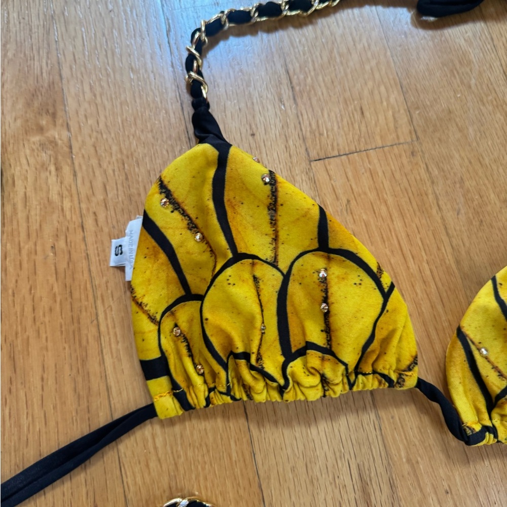 Yellow Patterned Triangle Bikini Set Sauvage - image 2